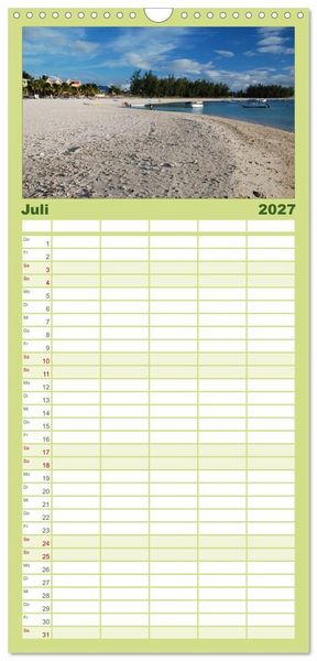 Produktbild: Familienplaner 2027 - Mauritius mit 5 Spalten (Wandkalender, 21 x 45 cm) CALVENDO