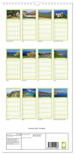 Produktbild: Familienplaner 2026 - Kvarner Golf - Kroatien mit 5 Spalten (Wandkalender, 21 x 45 cm) CALVENDO