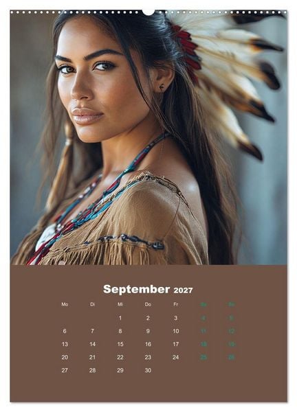 Produktbild: Indianische Sch&ouml;nheiten Kalender: Sinnliche Glamour Frauen in KI Kunst (hochwertiger Premium Wandkalender 2027 DIN A2 hoch), Kunstdruck in Hochglanz
