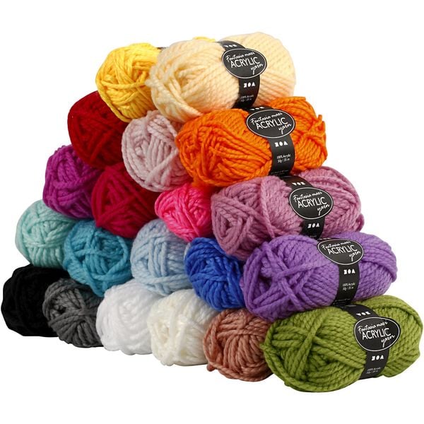 Produktbild: Creativ Company Fantasia Polyacryl-Wolle, L 35 m, Maxi, Sortierte Farben, 20x50g, 20 Kn&auml;uel