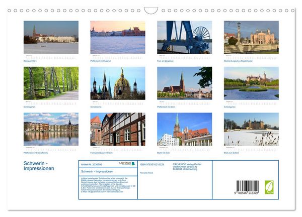Produktbild: Schwerin - Impressionen (Wandkalender 2026 DIN A3 quer), CALVENDO Monatskalender