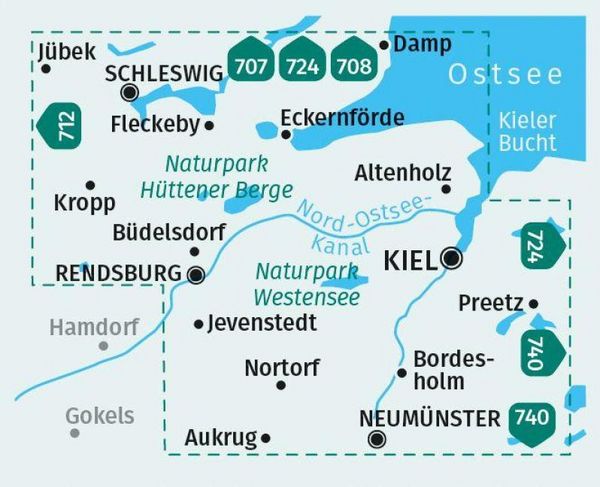 Produktbild: KOMPASS Wanderkarte 714 Kiel, Rendsburg, Schleswig 1:50.000