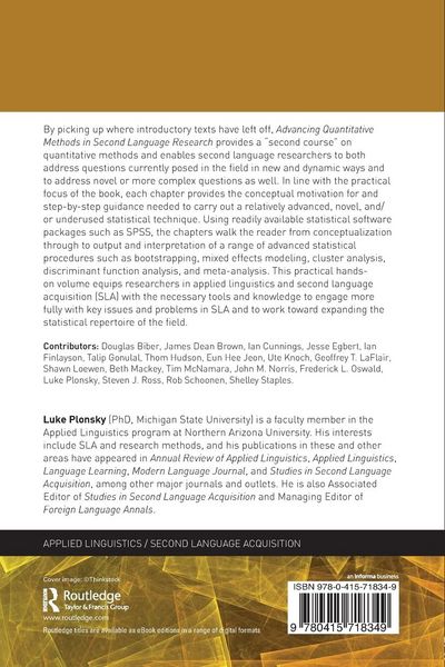 Produktbild: Advancing Quantitative Methods in Second Language Research
