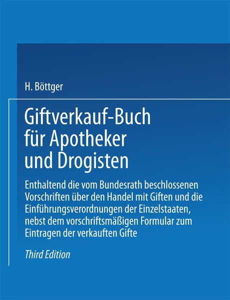 Produktbild: Giftverkauf-Buch f&uuml;r Apotheker und Drogisten