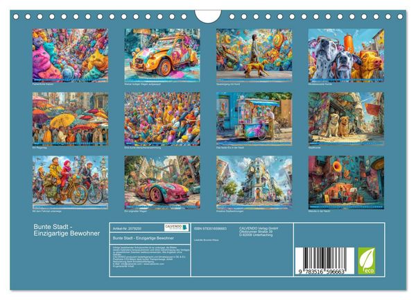 Produktbild: Bunte Stadt - Einzigartige Bewohner (Wandkalender 2026 DIN A4 quer), CALVENDO Monatskalender