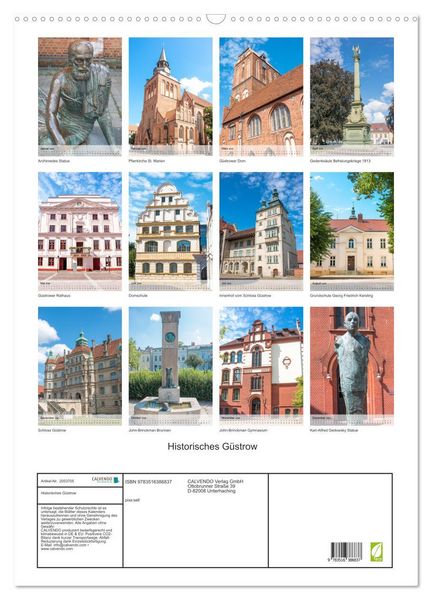 Produktbild: Historisches G&uuml;strow (Wandkalender 2026 DIN A2 hoch), CALVENDO Monatskalender