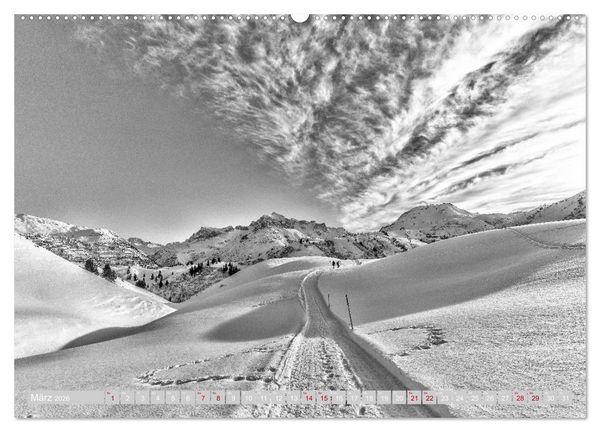 Produktbild: Arlberg black and white (hochwertiger Premium Wandkalender 2026 DIN A2 quer), Kunstdruck in Hochglanz