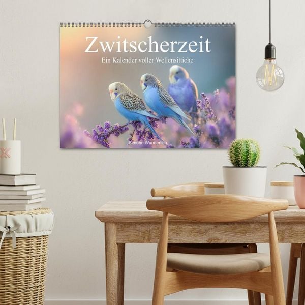 Produktbild: Zwitscherzeit - Ein Kalender voller Wellensittiche (Wandkalender 2026 DIN A3 quer), CALVENDO Monatskalender