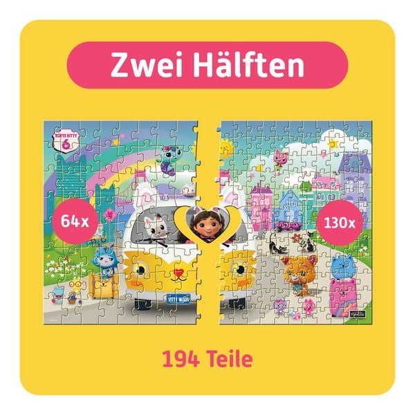 Produktbild: TEAMPUZZLE &ndash; Gabby&acute;s Dollhouse: The Movie &ndash; 194 Teile &ndash; Kinderpuzzle mit gro&szlig;en & kleinen Teilen