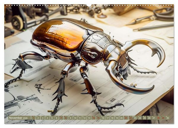 Produktbild: Die fantastische Welt der Steampunk-Insekten (Wandkalender 2026 DIN A2 quer), CALVENDO Monatskalender