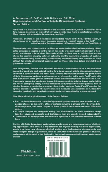 Produktbild: Representation and Control of Infinite Dimensional Systems