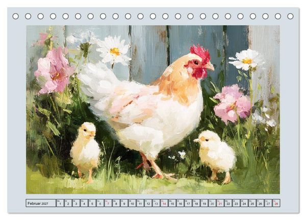 Produktbild: Federleichte Nostalgie. H&uuml;hner, Enten und G&auml;nse in duftigen Momenten (Tischkalender 2027 DIN A5 quer), CALVENDO Monatskalender