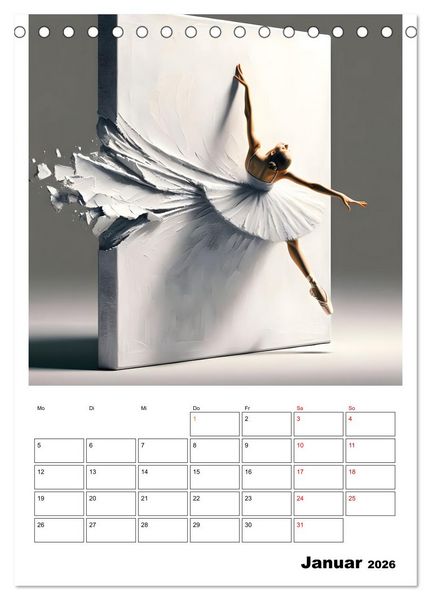 Produktbild: Tanz der Befreiung &ndash; Ballerina auf der Suche nach Freiheit (Tischkalender 2026 DIN A5 hoch), CALVENDO Monatskalender