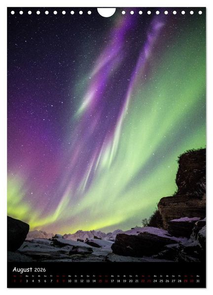 Produktbild: Polarlichtkalender (Wandkalender 2026 DIN A4 hoch), CALVENDO Monatskalender