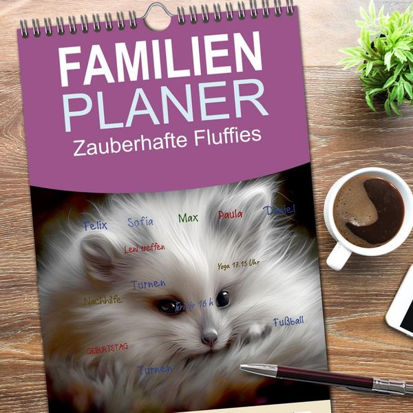 Produktbild: Familienplaner 2026 - Zauberhafte Fluffies mit 5 Spalten (Wandkalender, 21 x 45 cm) CALVENDO