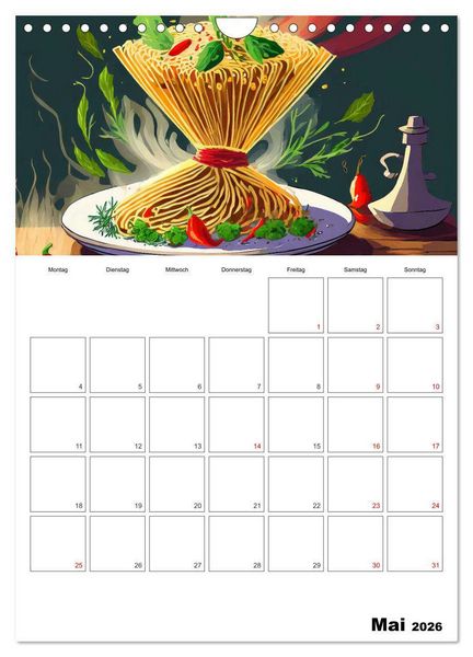 Produktbild: Nudelgerichte einmal anders serviert (Wandkalender 2026 DIN A4 hoch), CALVENDO Monatskalender