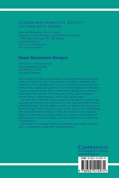 Produktbild: Quasi-Symmetric Designs
