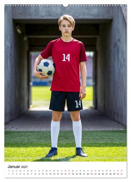 Produktbild: Am Ball Junior - Junge Kicker - Gro&szlig;e Momente (Wandkalender 2027 DIN A2 hoch), CALVENDO Monatskalender