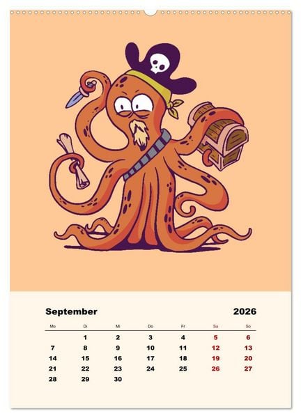 Produktbild: Tierische Piraten (hochwertiger Premium Wandkalender 2026 DIN A2 hoch), Kunstdruck in Hochglanz