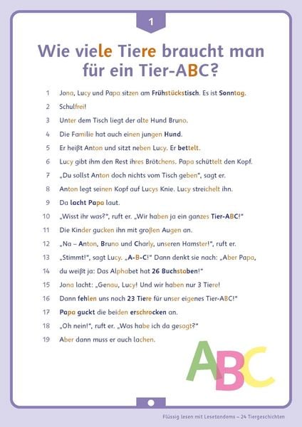 Produktbild: Fl&uuml;ssig lesen mit Lesetandems &ndash; 24 Tiergeschichten, Klasse 3/4