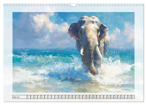 Produktbild: Elefanten am Strand. Zwischen Wellen, Sonne und Sand (Wandkalender 2027 DIN A3 quer), CALVENDO Monatskalender
