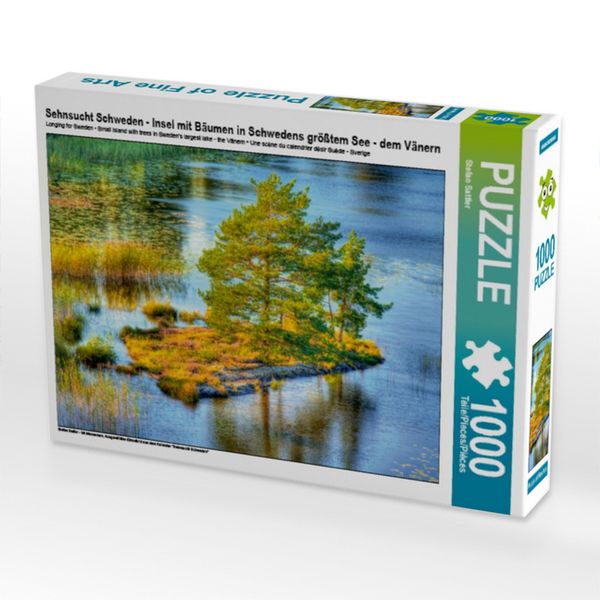 Sehnsucht Schweden - Insel mit Bäumen in Schwedens größtem See - dem Vänern (Puzzle)