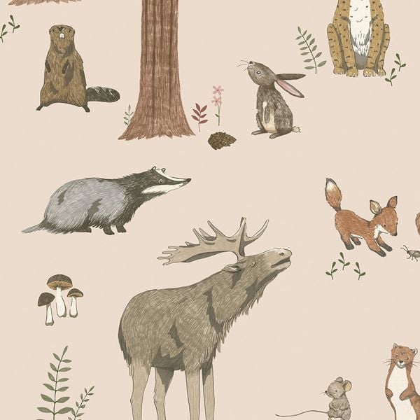 Produktbild: Scriptum Schreibtischunterlage f&uuml;r Kinder Waldtiere Woodland rose - 60 x 40 cm, aus premium Vinyl