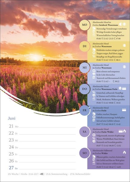 Produktbild: Mondkalender Wochenkalender 2027 - 53 Wochenbl&auml;tter mit praktischen Tipps f&uuml;r jeden Tag