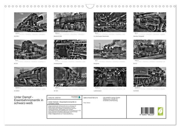 Produktbild: Unter Dampf - Eisenbahnromantik in schwarz-wei&szlig; (Wandkalender 2026 DIN A3 quer), CALVENDO Monatskalender