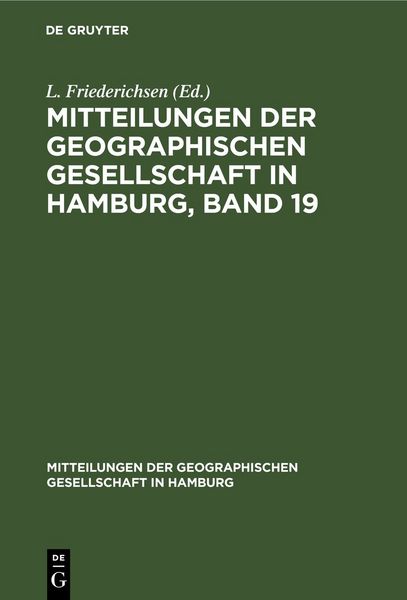 Produktbild: Mitteilungen der Geographischen Gesellschaft in Hamburg, Band 19