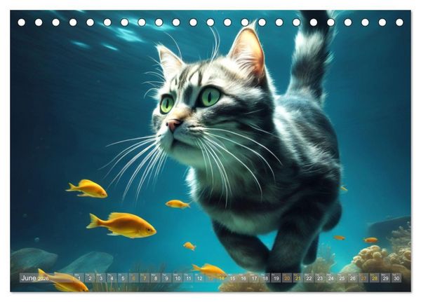 Produktbild: Cats underwater (Desk Calendar 2026 DIN A5 landscape), CALVENDO 12 Month DeskCalendar