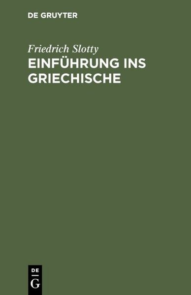 Produktbild: Einf&uuml;hrung ins Griechische