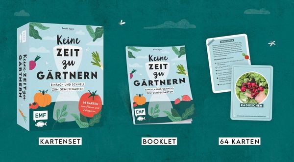 Produktbild: Kartenset: Keine Zeit zu g&auml;rtnern &ndash; 64 Karten &ndash; Einfach und schnell zum Gem&uuml;segarten