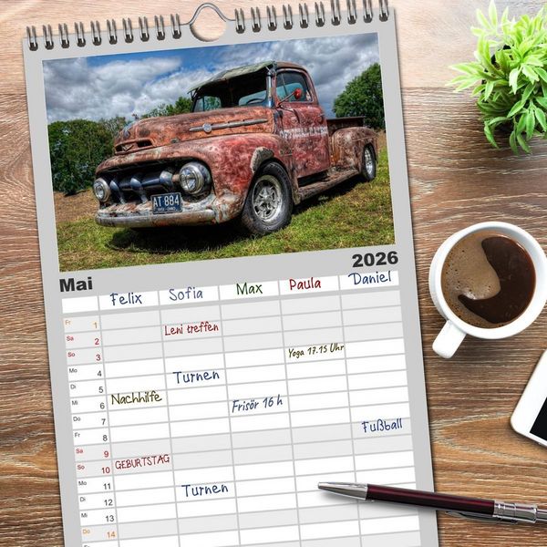 Produktbild: Familienplaner 2026 - Au&szlig;ergew&ouml;hnliche Autos - Hot Rods mit 5 Spalten (Wandkalender, 21 x 45 cm) CALVENDO