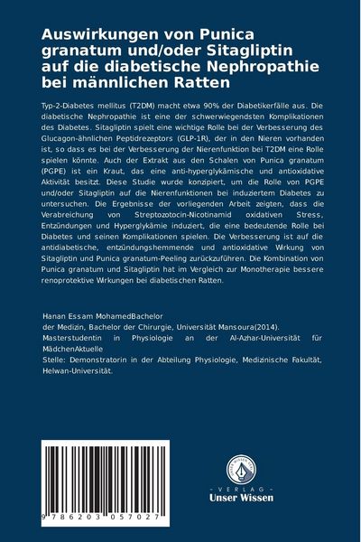 Produktbild: Auswirkungen von Punica granatum und/oder Sitagliptin auf die diabetische Nephropathie bei m&auml;nnlichen Ratten