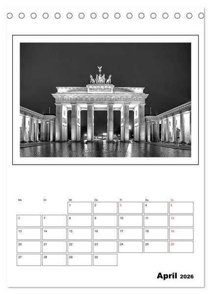 Produktbild: Berlin black & white (Tischkalender 2026 DIN A5 hoch), CALVENDO Monatskalender