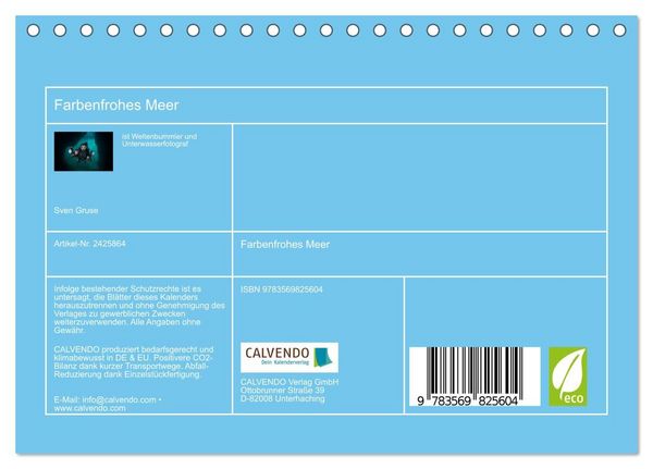 Produktbild: Farbenfrohes Meer (Tischkalender 2027 DIN A5 quer), CALVENDO Monatskalender