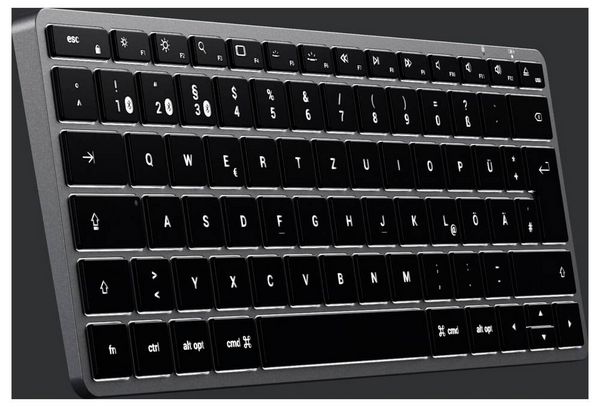 Produktbild: Satechi Slim X1 Mini Bluetooth&reg; Tastatur Deutsch, QWERTZ Anthrazit Multimediatasten, Beleuchtet