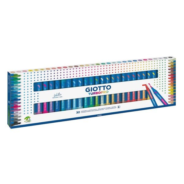 Produktbild: Giotto Doppelfasermaler Turbo Pro 30 Farben mit wasserl&ouml;slicher Tinte Kartonetui
