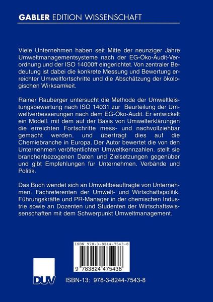 Produktbild: Umweltleistungsbewertung in der chemischen Industrie