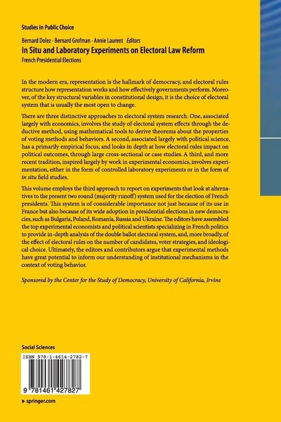 Produktbild: In Situ and Laboratory Experiments on Electoral Law Reform