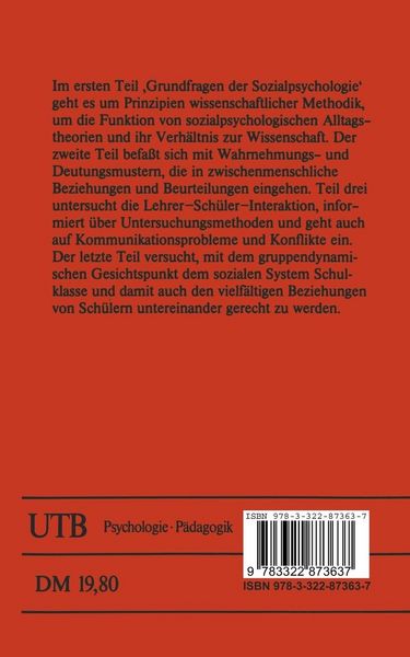 Produktbild: Sozialpsychologie der Schule