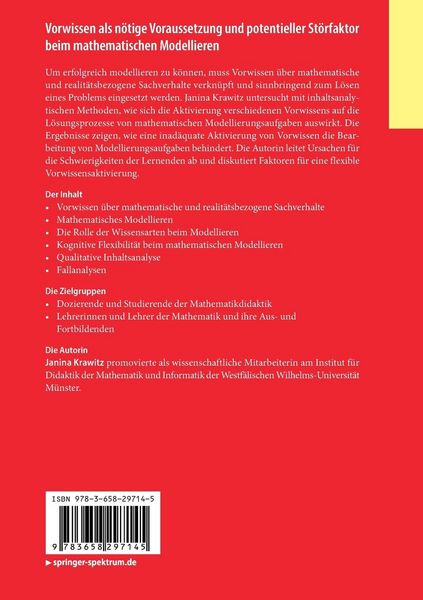 Produktbild: Vorwissen als n&ouml;tige Voraussetzung und potentieller St&ouml;rfaktor beim mathematischen Modellieren