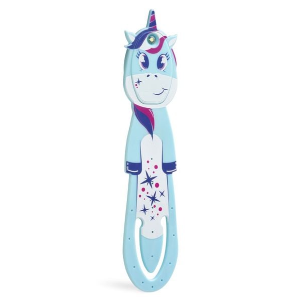 Flexilight Pals Leselicht (Einhorn) - blau - 2 in 1 Leselampe & Lesezeichen - LED Leselicht - Geschenk für Leser, Buchli