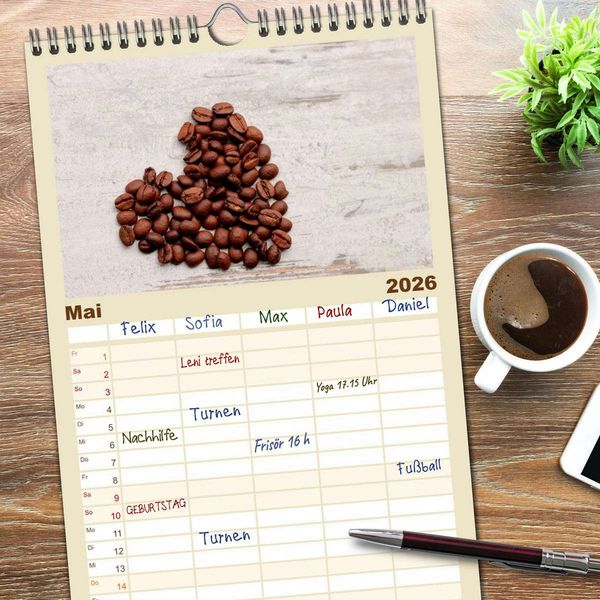 Produktbild: Familienplaner 2026 - Der K&uuml;chenkalender mit 5 Spalten (Wandkalender, 21 x 45 cm) CALVENDO