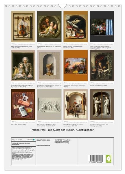 Produktbild: Trompe-l'&oelig;il - Die Kunst der Illusion. Kunstkalender (Wandkalender 2027 DIN A3 hoch), CALVENDO Monatskalender
