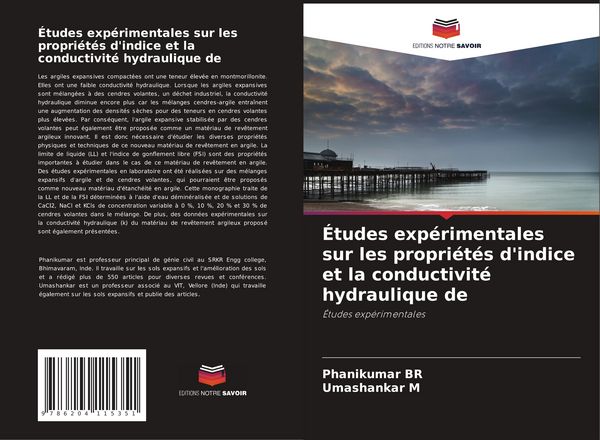 Produktbild: &Eacute;tudes exp&eacute;rimentales sur les propri&eacute;t&eacute;s d'indice et la conductivit&eacute; hydraulique de