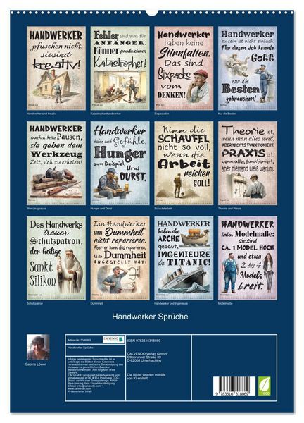 Produktbild: Handwerker Spr&uuml;che (hochwertiger Premium Wandkalender 2026 DIN A2 hoch), Kunstdruck in Hochglanz