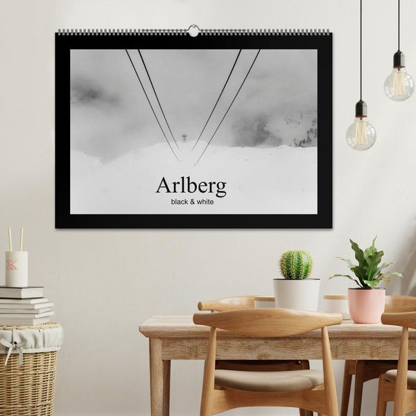 Produktbild: Arlberg black and white (Wandkalender 2026 DIN A2 quer), CALVENDO Monatskalender