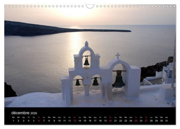 Produktbild: Lumi&egrave;res de Santorin (Calendrier mural 2026 DIN A3 vertical), CALVENDO calendrier mensuel